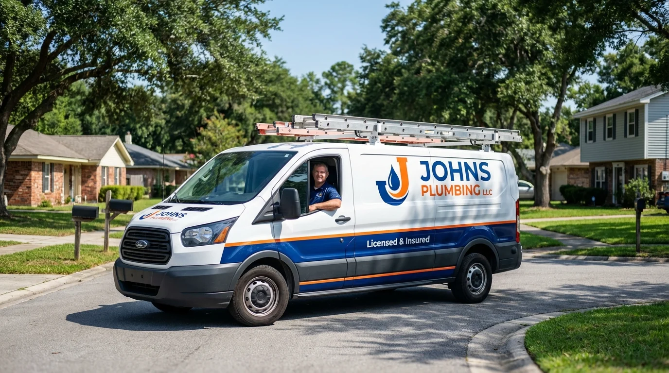 Johns Plumbing LLC service van in Grundy Center, IA