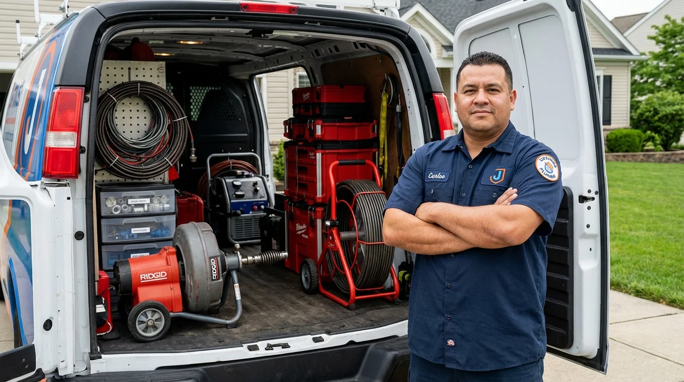 Professional drain cleaning equipment and Johns Plumbing LLC plumber in Grundy Center