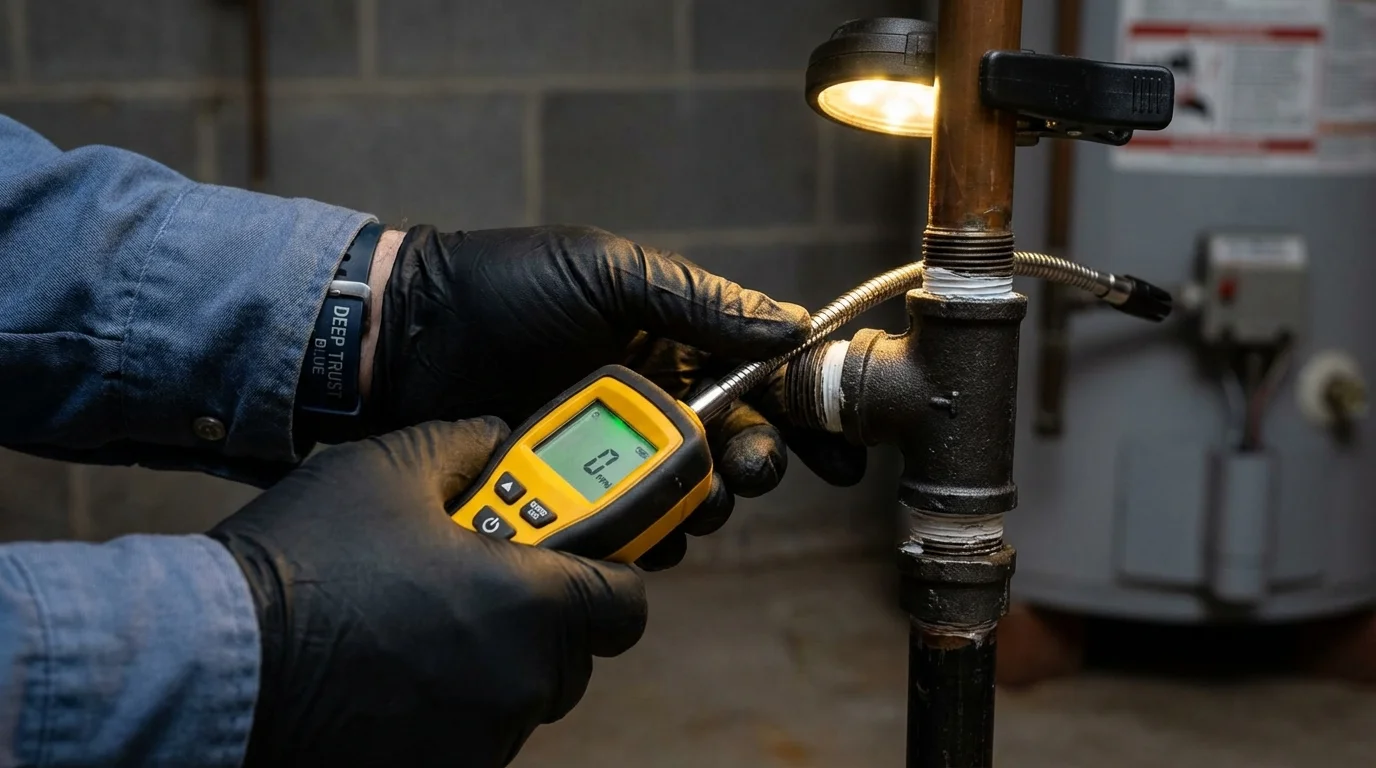 Gas leak detection with electronic sniffer by Johns Plumbing LLC in Grundy Center